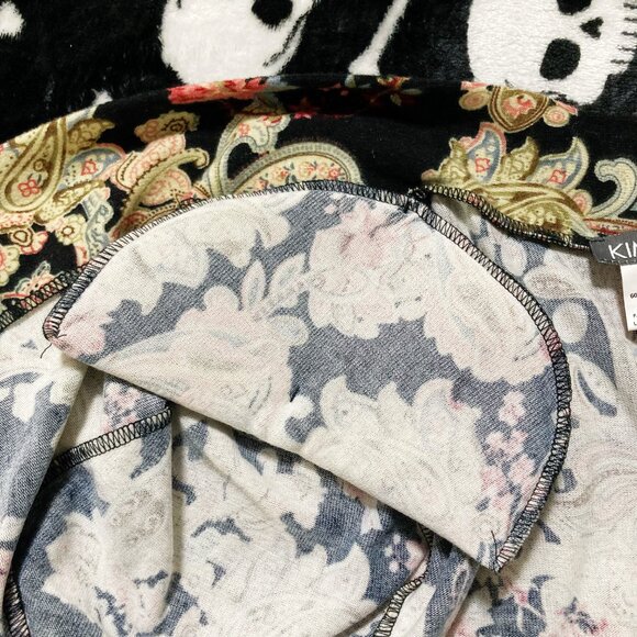 KIM & CO. Dark floral and paisley print open front cardigan ~ MEDIUM sweater - Picture 13 of 15